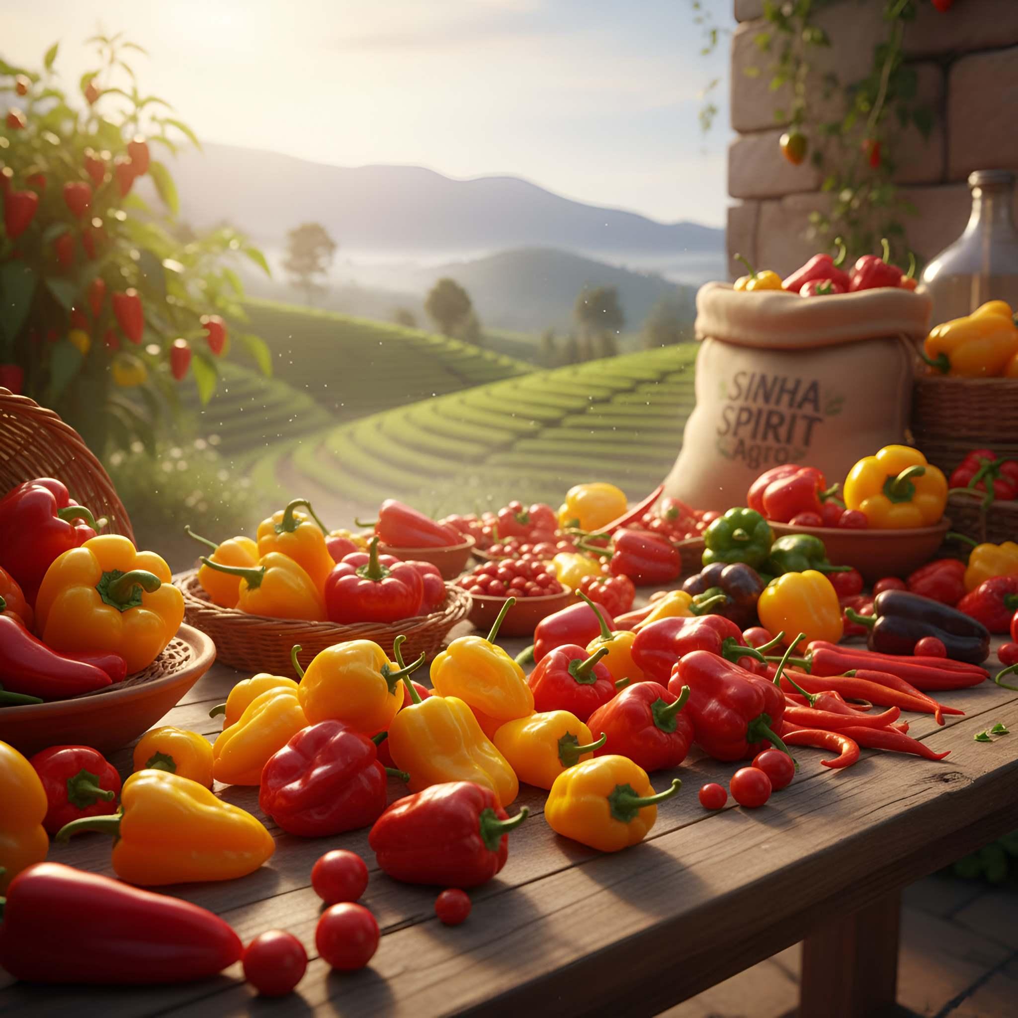 Sinha Spirit Agro Ceylon chillies and peppers with farm landscape